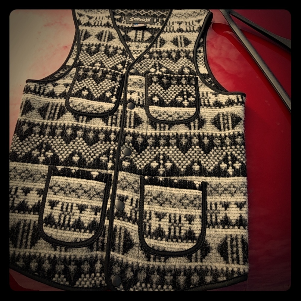SCHOTT nyc wool vest 745v Athens motif